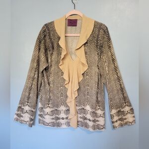 Chi by Falchi Silk Cashmere Blend Printed Sweater Top XL? see measurements